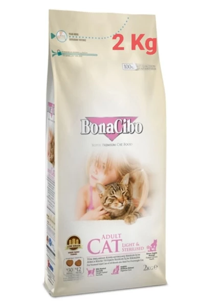 Bonacibo Adult Cat Light - Sterilised Kısırlaştırılmış Kediler Için Yetişkin Kedi Maması 2 Kg