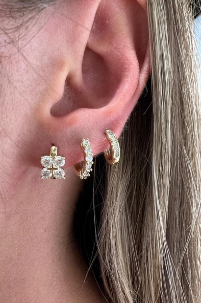 MİNİ ZIRKON HALKA ( 14K ALTIN KAPLAMA ) - Resim 2