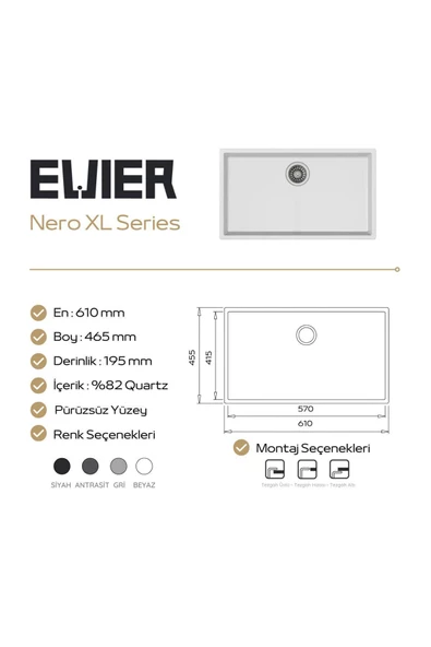 EVIER Granit Evye Nero Xl Black (Siyah) - 3