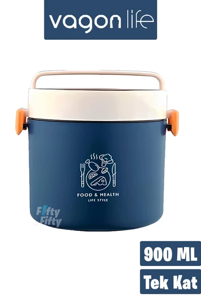 Vagonlife Tek Kat Yuvarlak Bento Lunch Box Ofis-Okul İçin Yeni Nesil Sefer Tası -FFLBOX5431KAT - 2