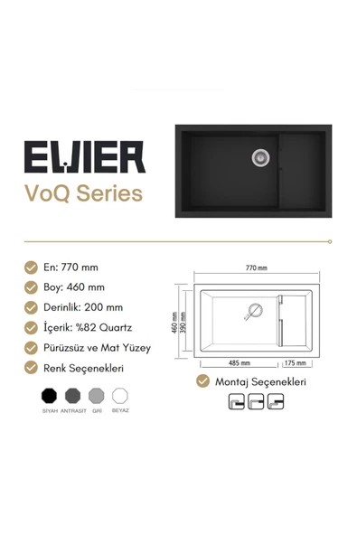 EVIER Granit Evye VoQ Series Gray (Gri) - 3