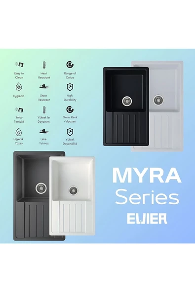 Evıer Granit Evye Myra Series Antrasite (Antrasit) - 2