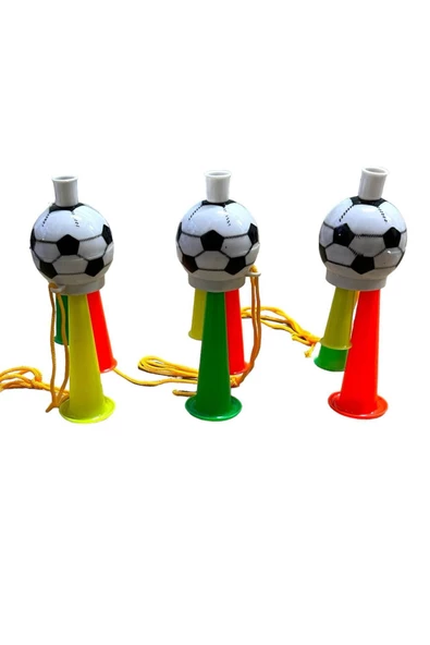 3 Adet Maç Kornası -  Sesli Üflemeli İpli Mini Maç Kornası - Maç Borazanı - Vuvuzela - Tribün Düdüğü - 4