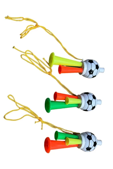 3 Adet Maç Kornası -  Sesli Üflemeli İpli Mini Maç Kornası - Maç Borazanı - Vuvuzela - Tribün Düdüğü - 5
