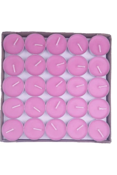Dekoratif Mini Tea Light Yuvarlak 50li Romantik Mum Pembe - 4