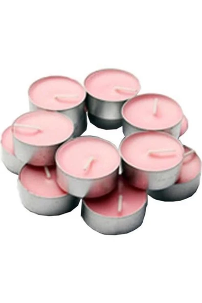 Dekoratif Mini Tea Light Yuvarlak 50li Romantik Mum Pembe - 3