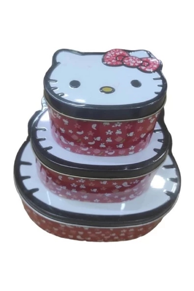 3lü Hello Kitty Kutu (KIRMIZI) HEDİYE KUTUSU