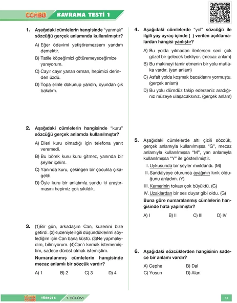 Süper Combo Türkçe 5. Sınıf Soru Kitabı - 4