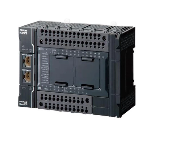 OMRON NX1P21040DT1, Sysmac NX1P CPU 40 Dijital Transistör G/Ç (PNP), 1,5 MB bellek, EtherCAT (2 servo ekseni, 4 PTP ekseni, 16 EtherCAT düğümü), EtherNet/IP ve 2 seri seçenek bağlantı noktasına sahip