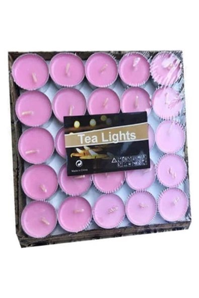 Dekoratif Mini Tea Light Yuvarlak 50li Romantik Mum Pembe - 2
