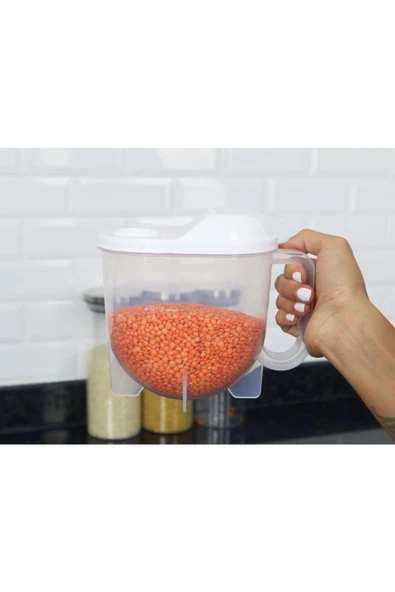 Pratik Pirinç Süzgeci 1 Litre - Yıkama, Süzme ve Ölçülü Süzgeç Beyaz - 7