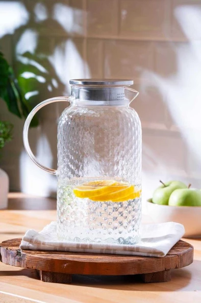 Kapris Balıksırtı Desenli Cam Sürahi 2000 Ml SA6866 - 2