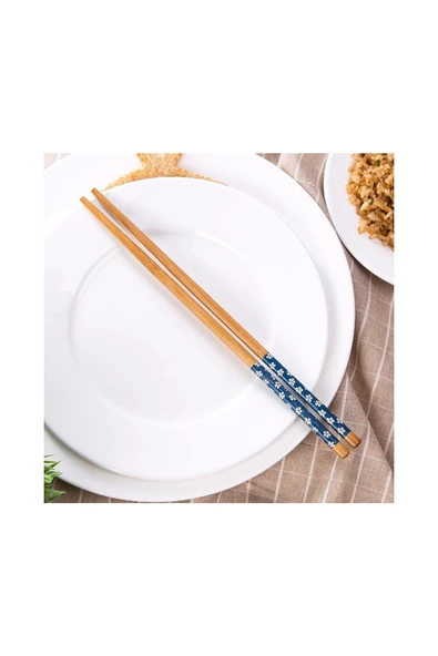 Bambu Chopstick 6 LI (12 ADET)  Desenli Yıkanabilir Çin Çubuk Suşi Ramen Noodle Yemek Çubuğu - 2