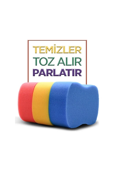 5 ADET SÜPER KALİTE Oto Yıkama Süngeri - Renkli 22x12x6cm - 3
