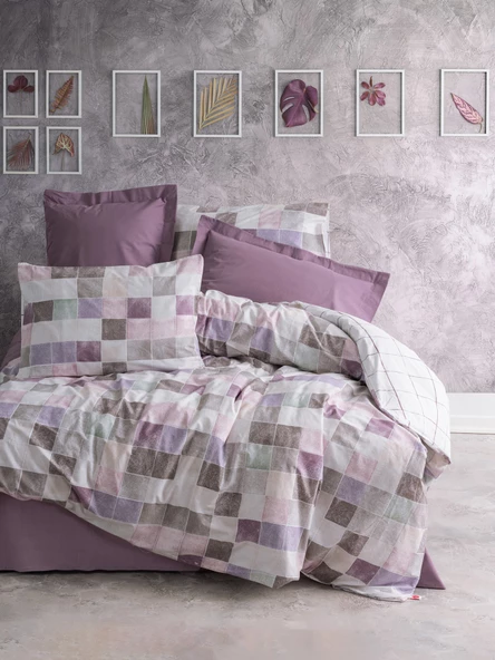 Cotton Box Minimal Tek Kişilik Lastikli Çarşaflı Nevresim Takımı Maro Gül Kurusu