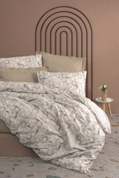 Cotton Box Minimal Tek Kişilik Lastikli Çarşaflı Nevresim Takımı Moil Bej
