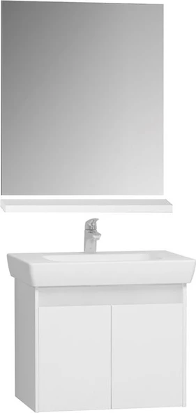 VitrA Step 65 Cm Demonte Banyo Dolabı Seti Beyaz (Lavabo Dolabı+Ayna+Raf)