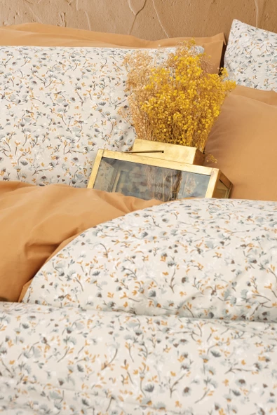 Cotton Box Petite Çift Kişilik Lastikli Çarşaflı Nevresim Takımı Posy Bej - Resim 2
