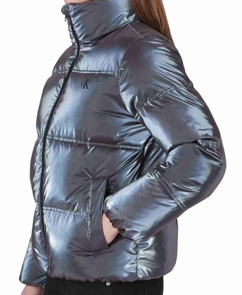 Calvin Klein Iridescent Stand Collar Kadın Puffer Mont - 2