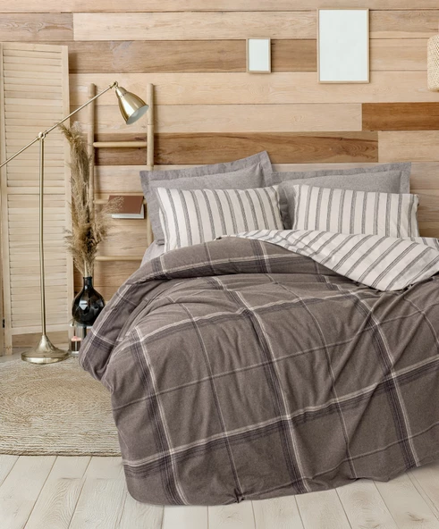 Cotton Box Warm Flanel Tek Kişilik Nevresim Takımı Caldo Kahve