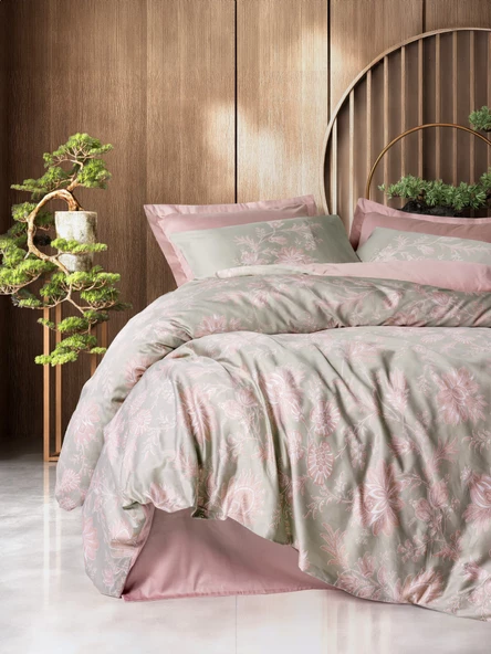 Cotton Box Saten Çift Kişilik Nevresim Takımı Betula Pudra