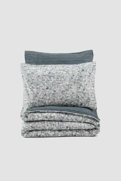 Cotton Box Minimal Çift Kişilik Lastikli Çarşaflı Nevresim Takımı Molly Antrasit - Resim 3