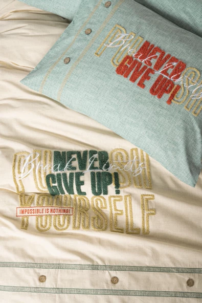 Cotton Box Mood Nakışlı Ranforce Çift Kişilik Nevresim Takımı Forward Bej - Resim 2