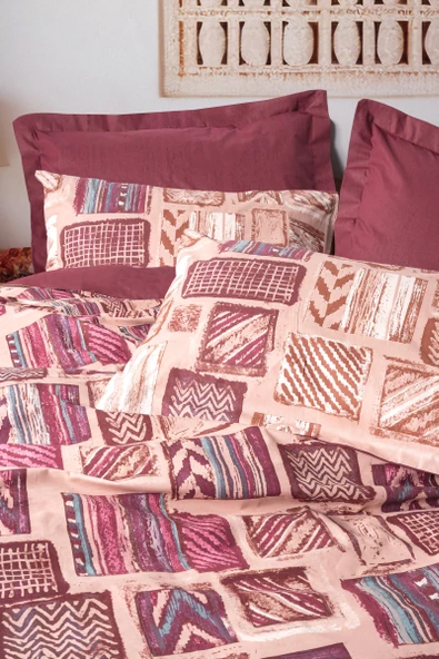 Cotton Box Ethnic Çift Kişilik Nevresim Takımı Estilo Bordo - 2