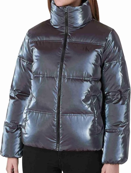 Calvin Klein Iridescent Stand Collar Kadın Puffer Mont