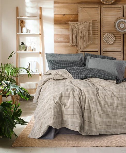 Cotton Box Warm Flanel Tek Kişilik Nevresim Takımı Siiras Gri