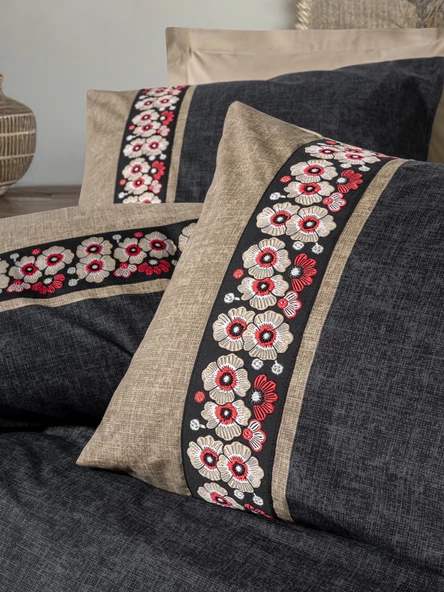 Cotton Box Folk Art Tek Kişilik Nevresim Takımı Yamka Bej - Resim 2