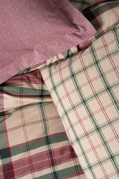 Cotton Box Warm Flanel Çift Kişilik Nevresim Takımı Jamil Bordo - Resim 2