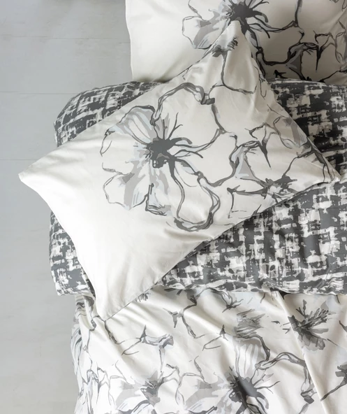 Cotton Box Balance Ranforce Çift Kişilik Nevresim Takımı Hilaris Antrasit - Resim 2