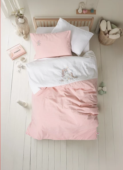 Cotton Box Cuddly Nakışlı Bebek Nevresim Takımı Bonic Beyaz