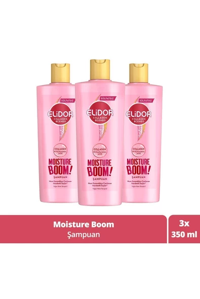 ELİDOR ELİDOR Collagen Blends Sülfatsız Saç Bakım Şampuanı Moisture Boom Yoğun Nem Terapisi 350 ml X3