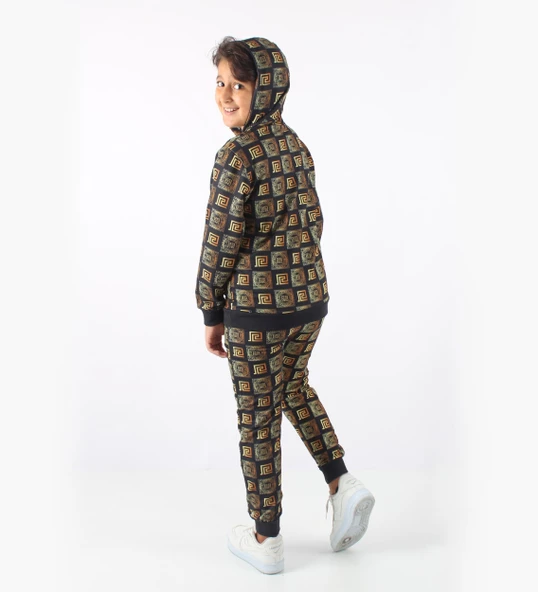 Triliya Dijital Baskılı Kapşonlu Mevsimlik Eşofman Takımı – Lüks Tasarım, 4-12 Yaş - 3