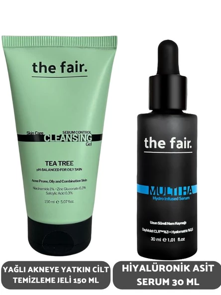 the fair Yağlı Akneye Yatkın Cilt Temizleme Jeli 150 ml ve Hiyarülonik Asit Serum 30 ml