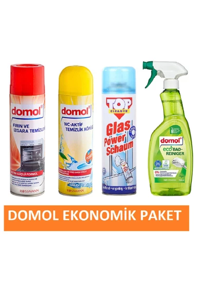 DOMOL DOMOL Ekolojik Banyo Yüzey Tem.sprey 750 Ml+fırın Tem. +wc Tem. +cam Temizleyici Köpüğü 500 Ml