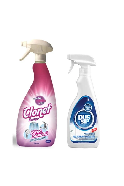 DİVERSEY DİVERSEY Clonet Kireç Sökücü Banyo Temizleyici 750 Ml + Duş Sil Duşakabin Temizleyici 500 Ml