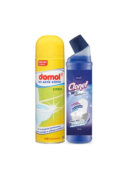 DOMOL DOMOL Tuvalet Temizleme Köpüğü Limon 500 Ml + Diversey Clonet Klozet Temizleyici 750 Ml