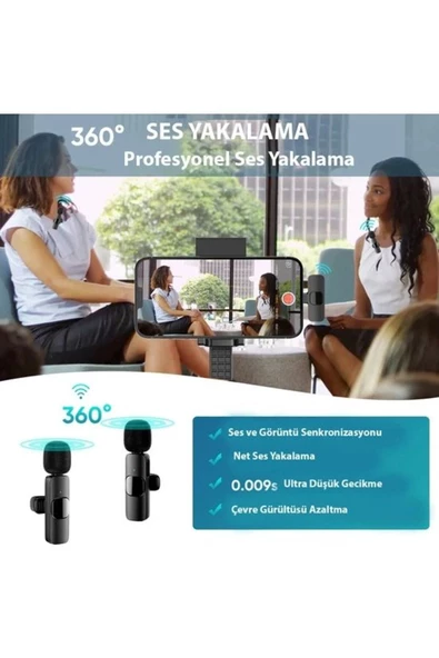 Daytona K9T2 Type-c Telefon Için 2'li Yakamikrofon Kablosuz (GİRİŞ:TİP-C ALICI - ÇIKIŞ:2'MİKROFON) - 4