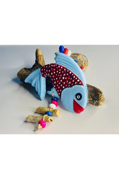 Daytona Kütükte Balık Dekoratif Duvara Asılabilir-balkon-oda Süsleme Dekoru(kırmızı-mavi) - 2