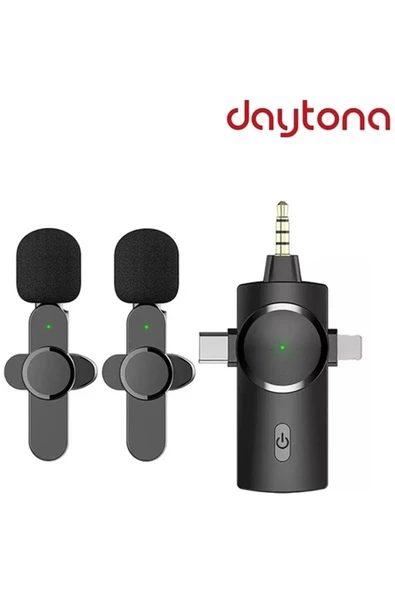 Daytona K9-c2 Type-c İphone 3,5mm 2'liyakamikrofon Kablosz (gir:lightning Tip-c 3,5mm=>çık:2mikrofon