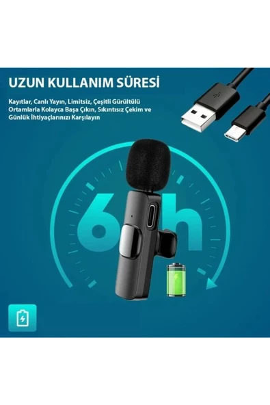 Daytona K9T2 Type-c Telefon Için 2'li Yakamikrofon Kablosuz (GİRİŞ:TİP-C ALICI - ÇIKIŞ:2'MİKROFON) - 5