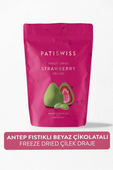 PATİSWİSS PATİSWİSS Antep Fıstıklı Beyaz Çikolatalı Çilek Draje 80g