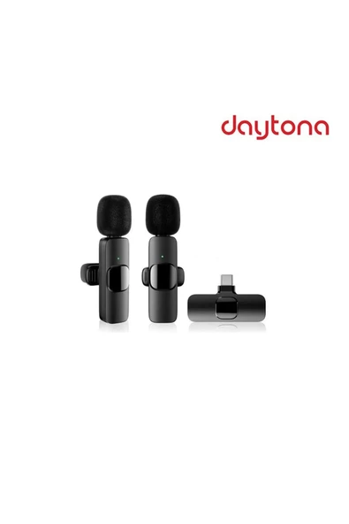 Daytona K9/t2 Type-c Wireless (kablosuz Mikrofon) Tak Çalıştır Android Telefon Çiftli Yaka Mikrofonu