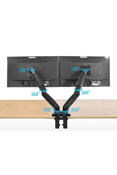 North Bayou Nb F160 Çift Kol Amortisörlü Monitör Tutucu 17-30" Lcd Led Monitör Tutucu-siyah - 2
