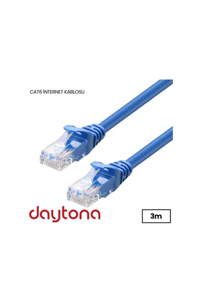 Daytona Cat6 Gigabit Internet Ethernet 10gbps Rj45 Lan Kablosu 3 Metre (2 ADET) A4611