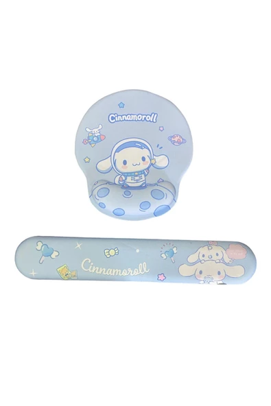 Daytona Desenli Ergonomik Desenli Mouse Pad Ve Bilek Desteği Set - Mavi-cinnamaroll