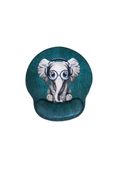 Daytona Desenli Ergonomik Desenli Mouse Pad Ve Bilek Desteği Set Yeşil - Fil Desenli - 4